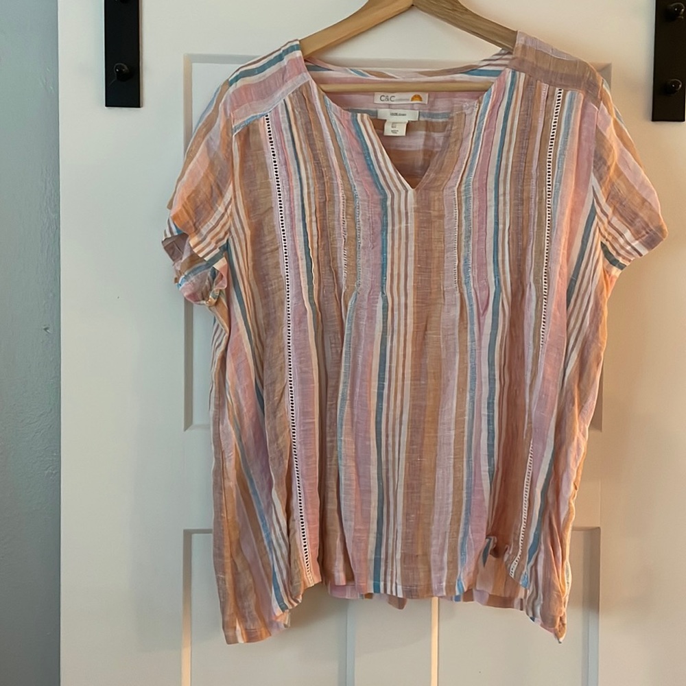 C&C California striped Pastel linen top